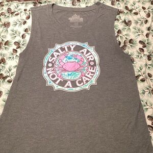 Source Unknown Gray Tank Top with Pink and Blue Graphic